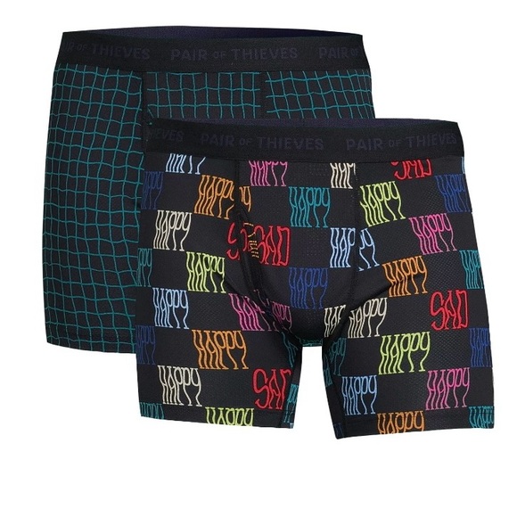 Pair of Thieves Men’s SUPERFIT Happy Deep Ocean Boxer Briefs, 2-pack S - Picture 1 of 6